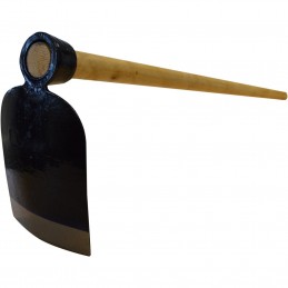 Square hoe with wooden handle